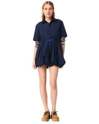 Maje - Short-Sleeved Cotton Bubble Dress - Lyst