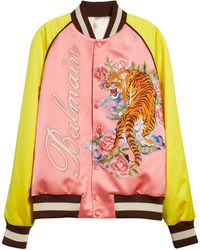Balmain - Embroidered Tiger Colorblock Bomber Jacket - Lyst