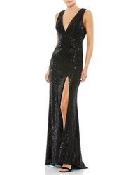 Mac Duggal - V-Neck Sequin Wrap Waist Gown - Lyst