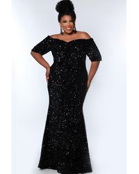Johnathan Kayne for Sydneys Closet - Velvet Sequin Short Sleeve Plus Size Evening Gown - Lyst