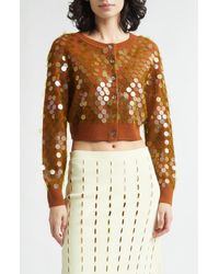 Zankov - Mina Pointelle Knit Paillette Merino Wool & Cashmere Cardigan - Lyst