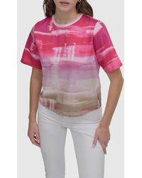 DKNY - Print Scarf Twill Short Sleeve Top - Lyst