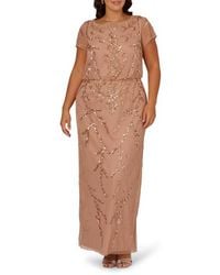 Adrianna Papell - Beaded Mesh Blouson Gown - Lyst