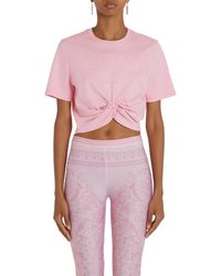 Versace - Milano Embroidered Safety Pin Crop Cotton T-shirt - Lyst