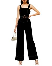 TOPSHOP Topstitch Utility Sleeveless Jumpsuit - Black