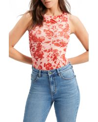 Bardot - Felicia Floral Ruched Mesh Top - Lyst