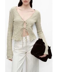 Mango - May Textured Tie Front Cardigan - Lyst