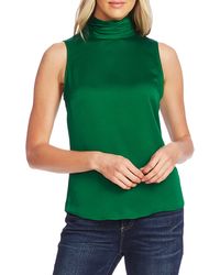 Vince Camuto - Mock Neck Hammered Satin Sleeveless Top - Lyst