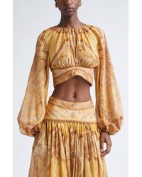 Zimmermann - Wanderlust Metallic Paisley Cotton & Silk Crop Top - Lyst
