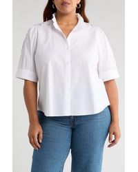Caslon - Ruffle Lace Appliqué Cotton Top - Lyst
