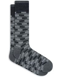 Bugatchi - Geo Pattern Mercerized Cotton Blend Dress Socks - Lyst