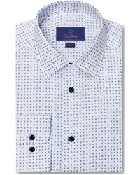 David Donahue - Trim Fit Tossed Geometric Print Dress Shirt - Lyst