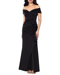 Xscape Evenings - Off The Shoulder Ruffle Scuba Crepe Gown - Lyst