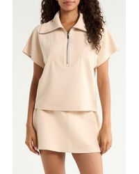 Spanx - Rib Short Sleeve Half Zip Pullover - Lyst
