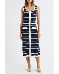 ZOE AND CLAIRE - Stripe Button-Up Sweater Dress - Lyst