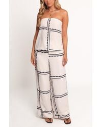 Petal & Pup - Ezra Linen Blend Strapless Top & Wide Leg Pants Set - Lyst