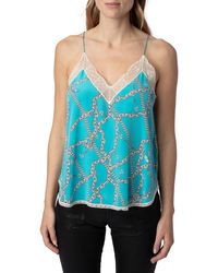 Zadig & Voltaire - Christy Chaines Lace Trimmed Silk Camisole - Lyst