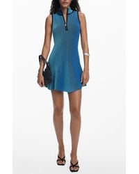 Desigual - Sleeveless Rib Half Zip Minidress - Lyst