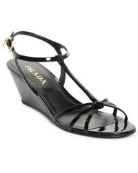 Prada - Cage Wedge Sandal - Lyst