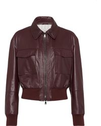 Brunello Cucinelli - Soft Nappa Leather Bomber Jacket - Lyst