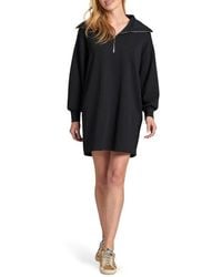 Apny - Half Zip Long Sleeve Sweatshirt Dress - Lyst