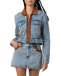 Blank NYC - Faux Suede Trim Denim Trucker Jacket - Lyst