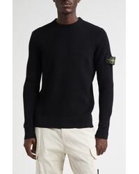 Stone Island - Compass Patch Rib Virgin Wool Crewneck Sweater - Lyst