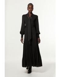 Karen Millen - Jersey Ponte Georgette Mix Midi Dress - Lyst