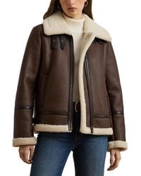 Ralph Lauren - Faux Leather & Faux Shearling Bomber Jacket - Lyst