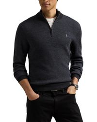 Polo Ralph Lauren - Textured Wool Quarter Zip Sweater - Lyst