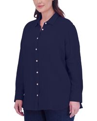 Foxcroft - Oversize Gauze Button-up Shirt - Lyst