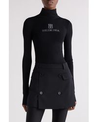 Balenciaga - Nano Logo Rib Turtleneck Sweater - Lyst