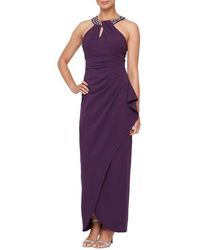 Sl Fashions - Crystal Embellished Halter Neck Tulip Gown - Lyst
