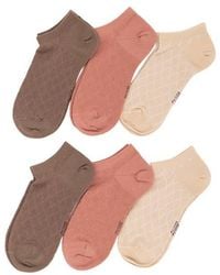 Felina - Assorted 6-Pack Textured Mesh No Show Socks - Lyst