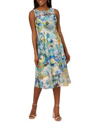 Adrianna Papell - Floral Embroidered Fit & Flare Dress - Lyst