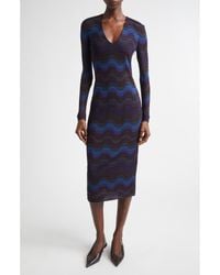 Missoni - Wavy Stripe Long Sleeve Raschel Knit Midi Dress - Lyst