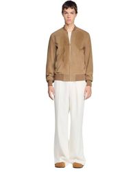 Sandro - Zip-Up Split Leather Jacket - Lyst