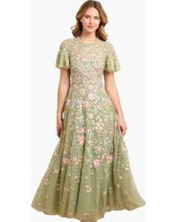 Needle & Thread - Antoinettes Floral Round Neck Midi Gown - Lyst