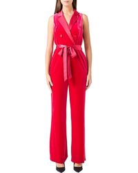 Endless Rose - Satin Trim Velvet Jumpsuit - Lyst