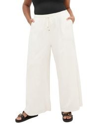 City Chic - Holly Wide Leg Linen Blend Drawstring Pants - Lyst