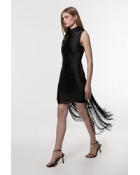 Karen Millen - Knit Tassel Mini Dress - Lyst