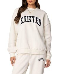 Edikted - Babe Embroidered Oversize Fleece Sweatshirt - Lyst