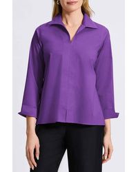 Foxcroft - Agnes Split Cuff Popover Blouse - Lyst