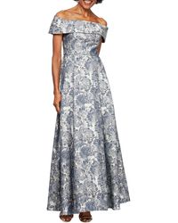 Alex Evenings - Floral Brocade Off The Shoulder Gown - Lyst