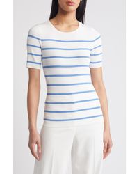Tahari - Stripe Short Sleeve Sweater - Lyst