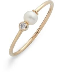POPPY FINCH - Cultured Pearl & Diamond Ring - Lyst