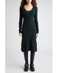Burberry - Check Scoop Neck Long Sleeve Wool Blend Sweater Dress - Lyst