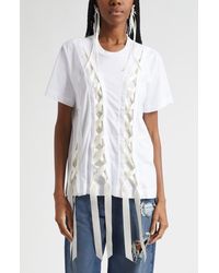 Simone Rocha - Unraveling Ribbon Inset T-Shirt - Lyst