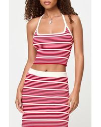 LSPACE - Positano Stripe Halter Rib Crop Cover-Up Top - Lyst