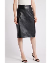 Kobi Halperin - Croc Embossed Faux Lether Midi Skirt - Lyst